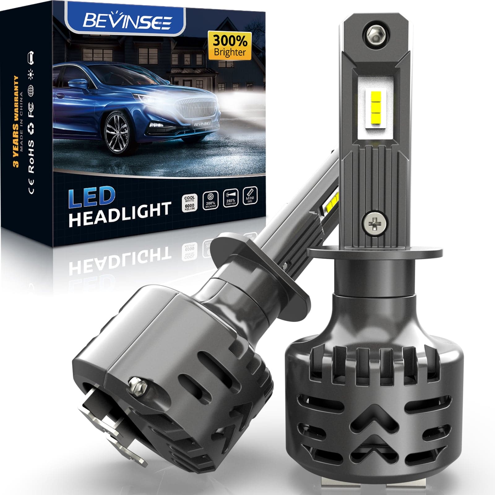 2 Pieces H7 Led Car Headlight Super Bright High Power 100w Wireless with  Fan Fog Lamps Canbus For BMW Audi Skoda Hyundai VW