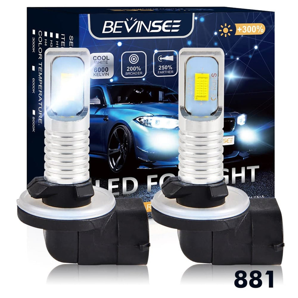 BEVINSEE 2x 881 LED Fog Light Bulbs 6000K White For Kia Forte Koup 10-13