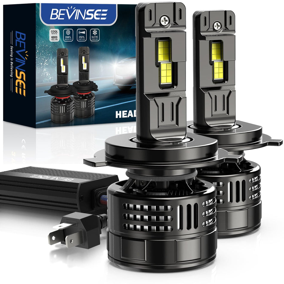 Bevinsee H4 LED Headlight Globes Hi/Low Beam 28000LM For Toyota Hilux 1987-2010