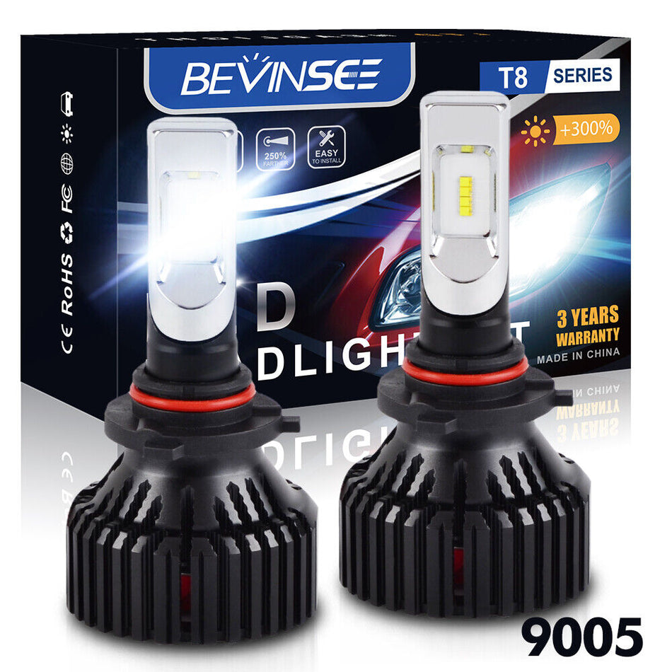 BEVINSEE 9005 LED Headlight Bulbs 6000K For Ford Taurus X 2008-2012 Super Bright