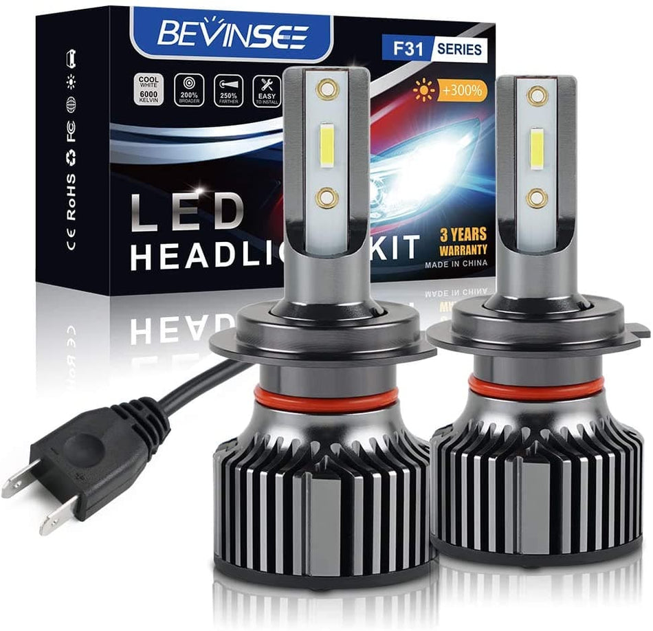 BEVINSEE F31B H7 Mini Size LED Headlight 6000K White For Aprilia