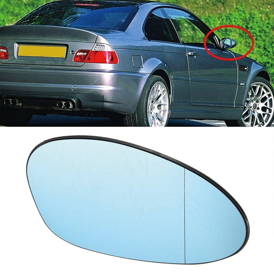 Pair L&R Heated Blue Side Car Door Mirror Glass Fit BMW E90 3 Series