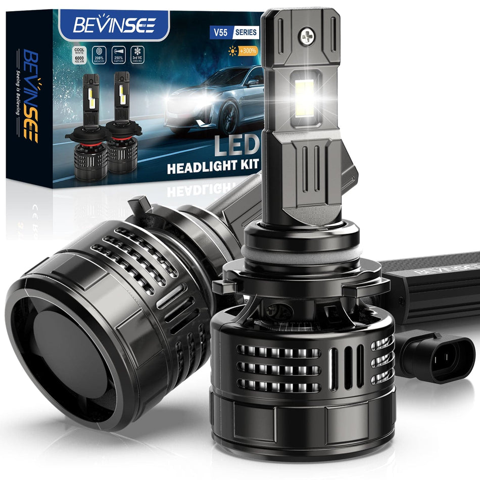 BEVINSEE V55 9006 HB4 LED CSP Headlights Bulbs Single Beam Bulb Replacement 150W