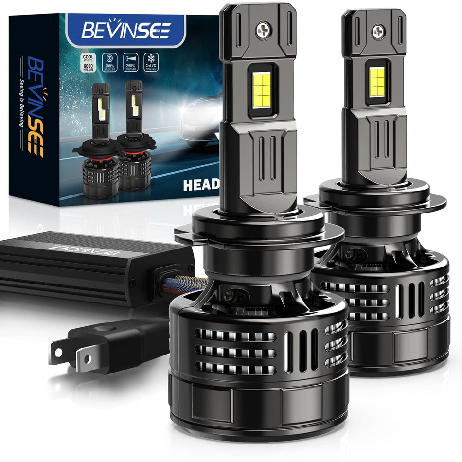 Bevinsee V55 H7 Headlight Bulbs Low Beam For Skoda Octavia II III 2004-2019