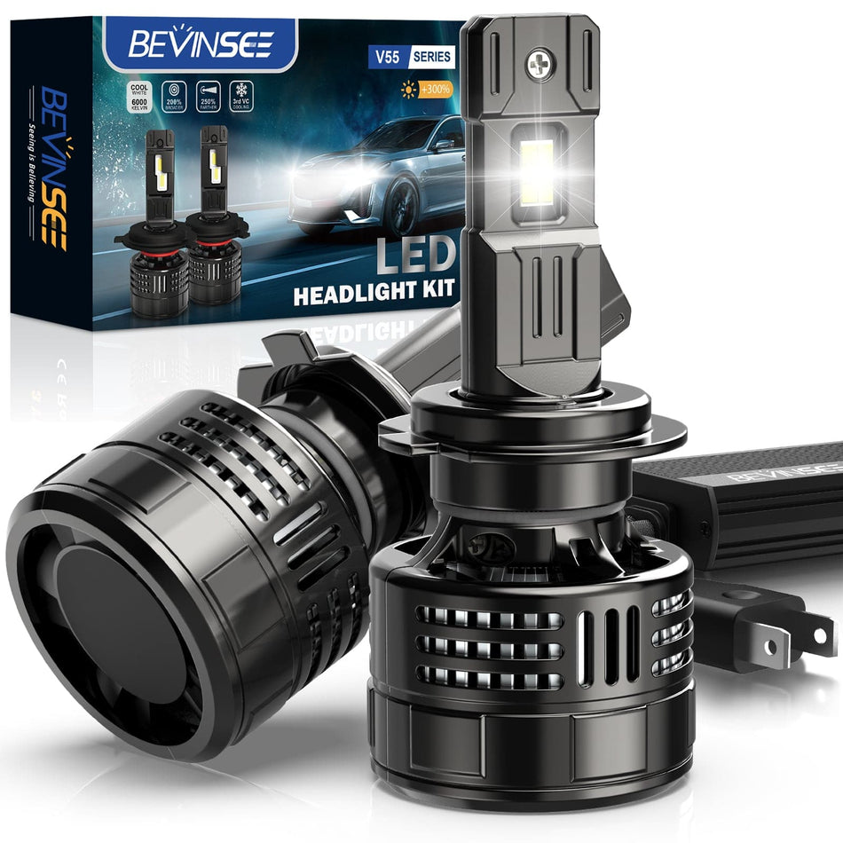 Bevinsee V55 H7 Headlight Bulbs Low Beam For Skoda Octavia II III 2004-2019