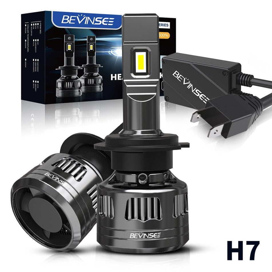 Bevinsee V45 2x H7 Headlight Bulbs Low/High Beam Light