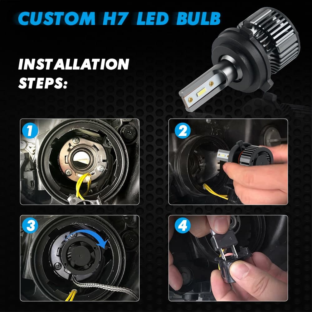 Custom H7 LED Headlights Bulbs for Touran Fit Tiguan Fits Golf