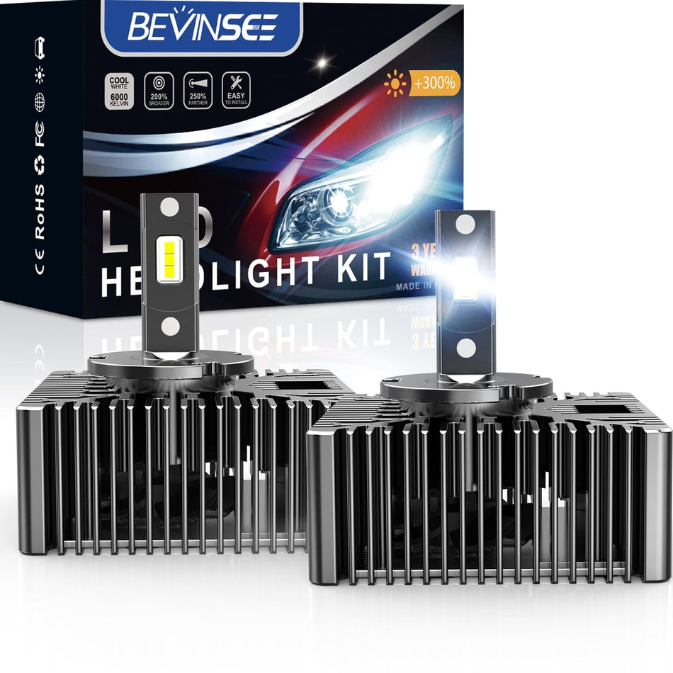 BEVINSEE D5S LED Xenon HID Headlight Bulbs 7000LM/pair 6000K White