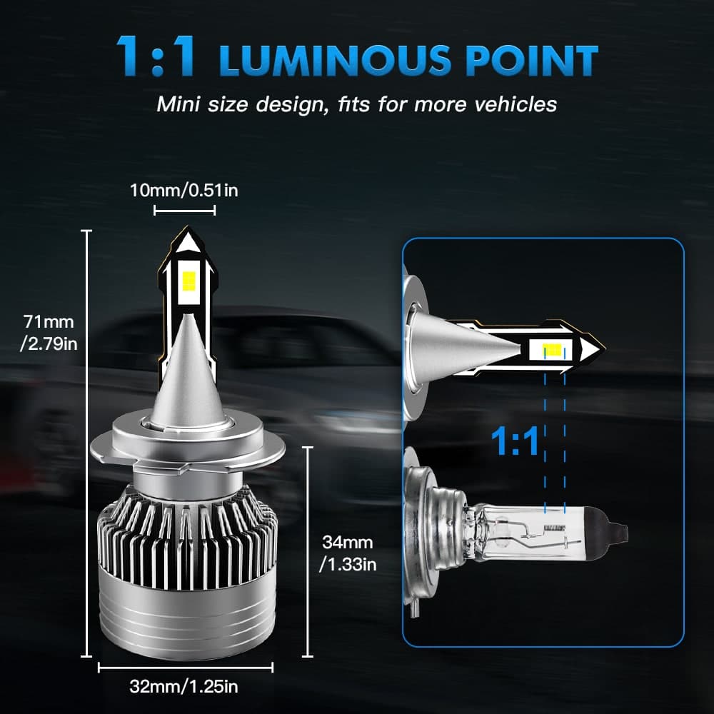 Bevinsee H7 LED Headlight Bulbs Kit Hi/Low Beam Light Lamp 70W 10000LM  White CSP