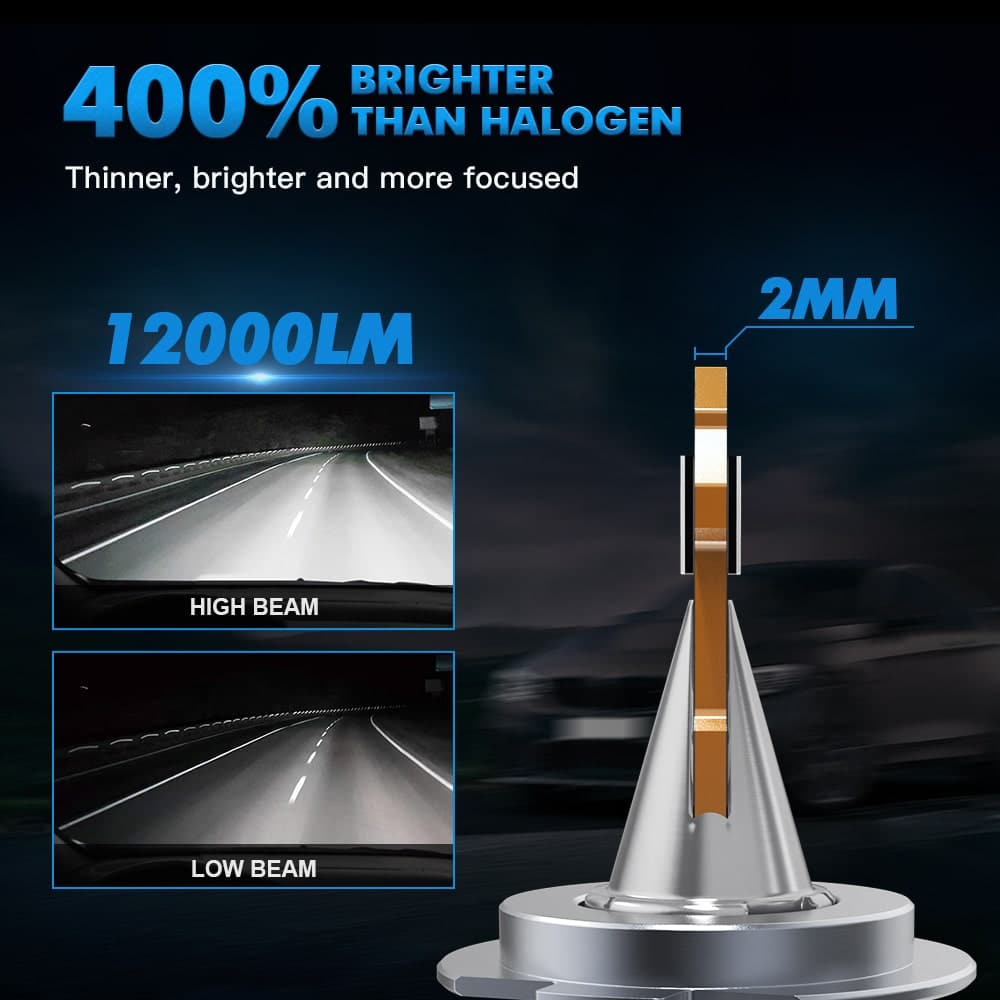 Bevinsee H7 Canbus LED Headlight Bulb High Low Beam Fog Light 70W 10000LM  Bright