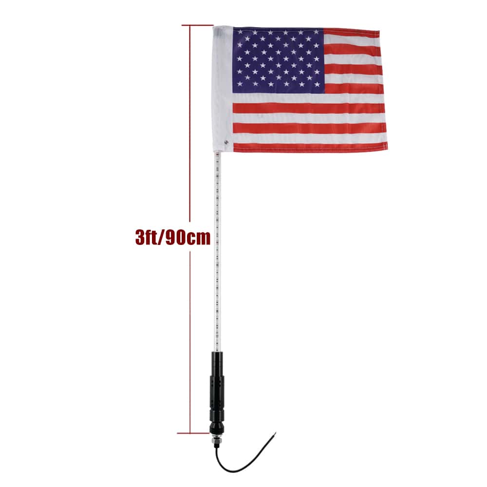 3FT RGB Antenna LED Light Whip Flag Pole For ATV UTV Jeeps