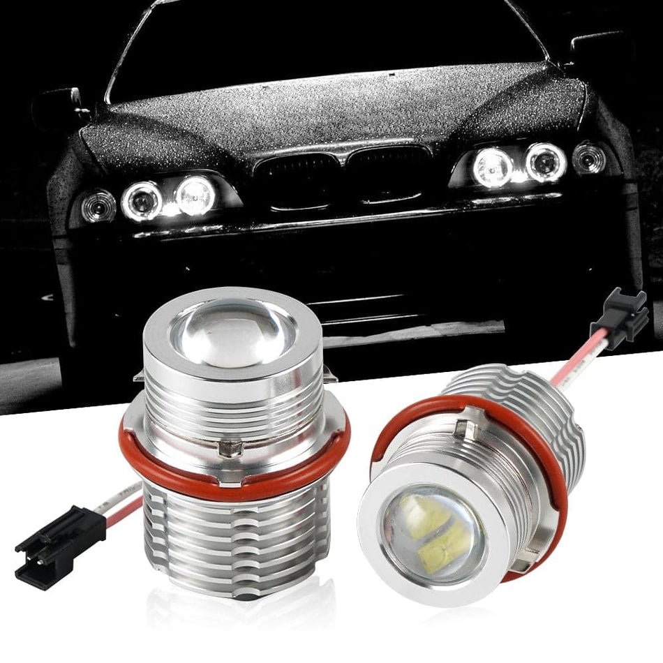 BEVINSEE Angel Eye Halo LED Headlight Bulbs 60W 6000K Fit For BMW E39 E60 E61 E63 E64 E65