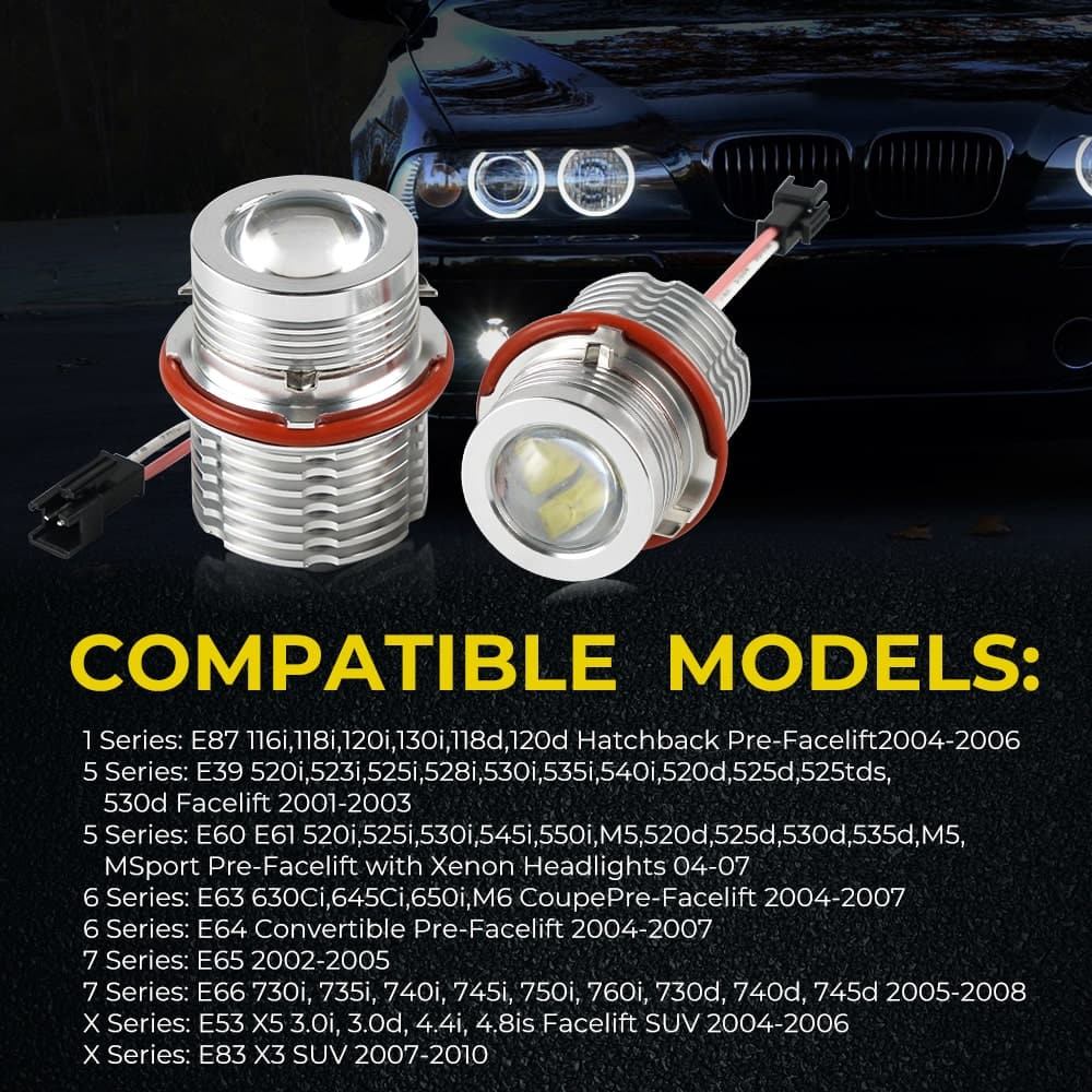 5 Series E60 E61 LCI Angel Eye Halo LED Upgrade Bulbs 6000K Rings Corona