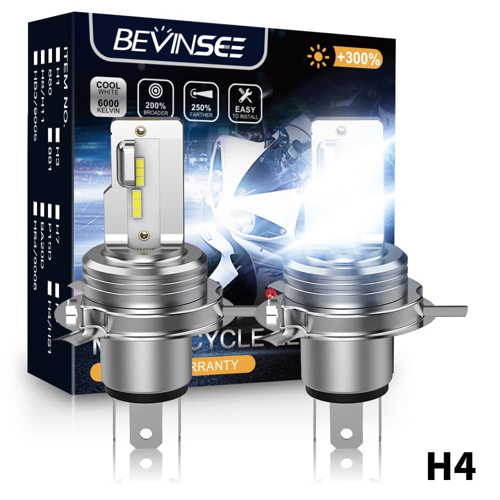 H4 9003 Power LED Bulbs Hi/Low Beam Motorcycle Headlight Bevinsee