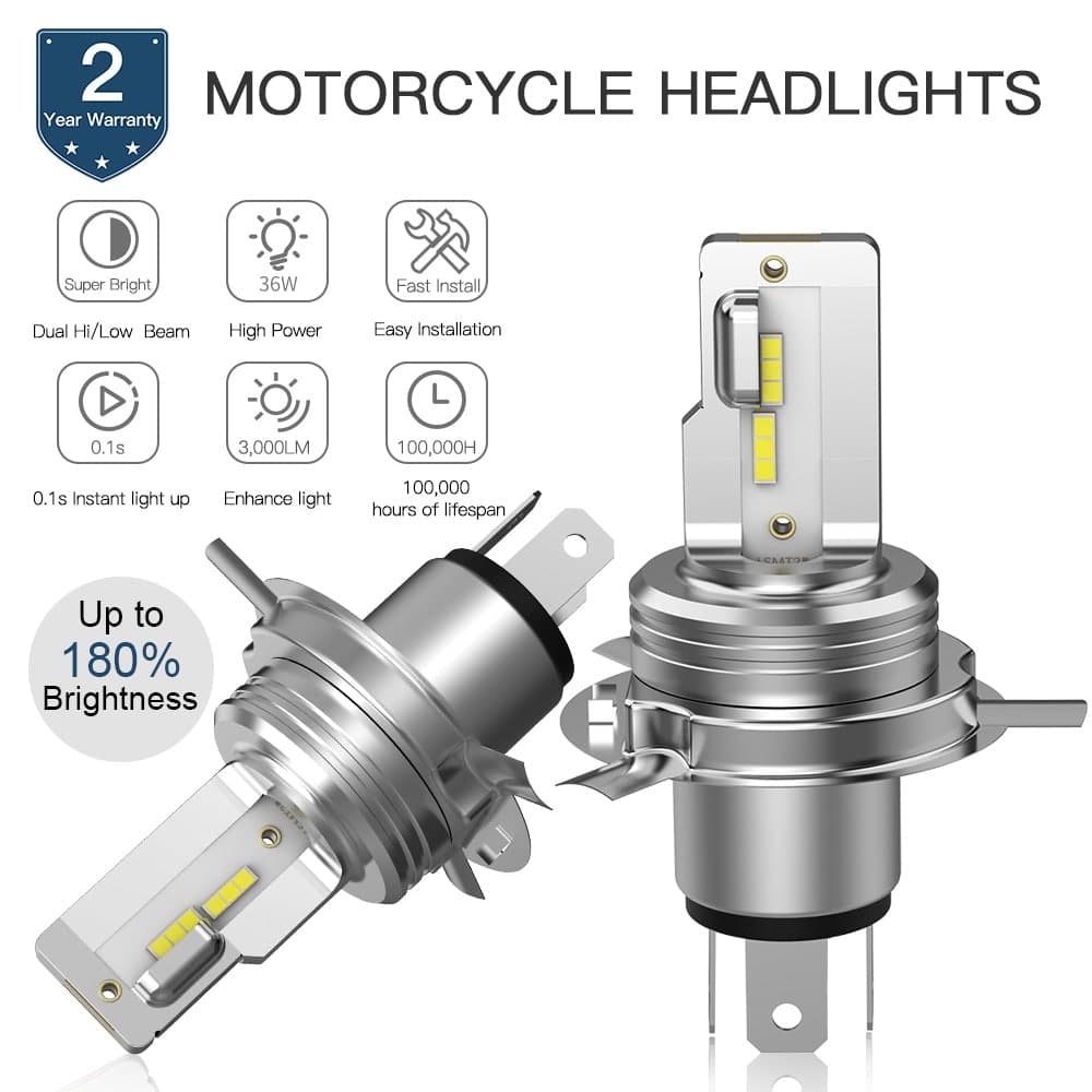 Bevinsee H4 LED Moto BA20D LED 12V Motorcycle Headlight Bulbs