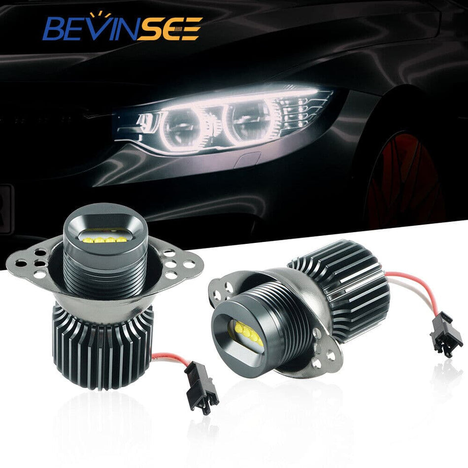 BEVINSEE H10W LED Angel Eyes Marker Light Bulbs For BMW E90 E91 LCI w/ Valeo Reflector